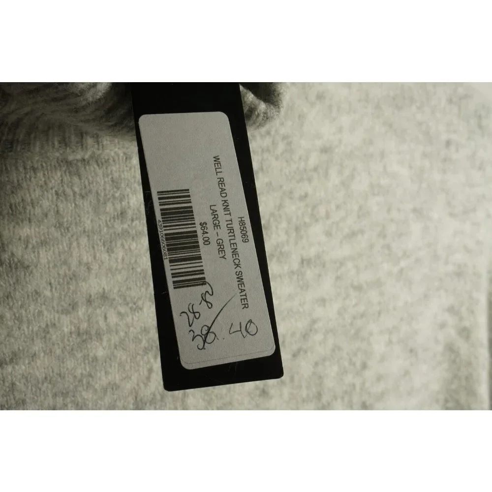 New Lulus Well Read Women's Size L Large Heather Grey Knit Turtleneck Sweater‎